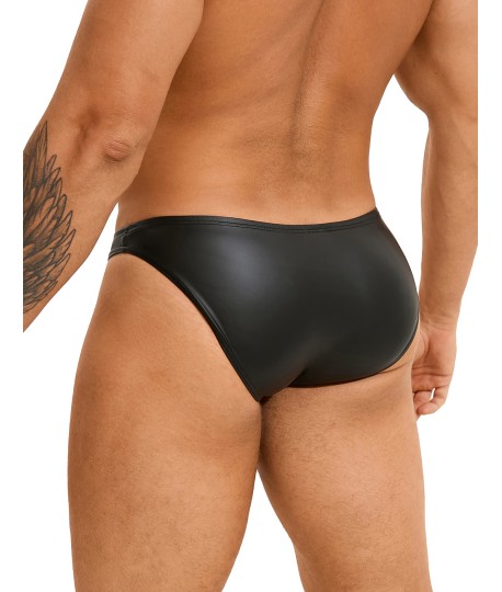 Sextoys, sexshop, loveshop, lingerie sexy : Boxers & Strings : Slip homme simili cuir noir