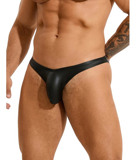Sextoys, sexshop, loveshop, lingerie sexy : Boxers & Strings : Slip homme simili cuir noir