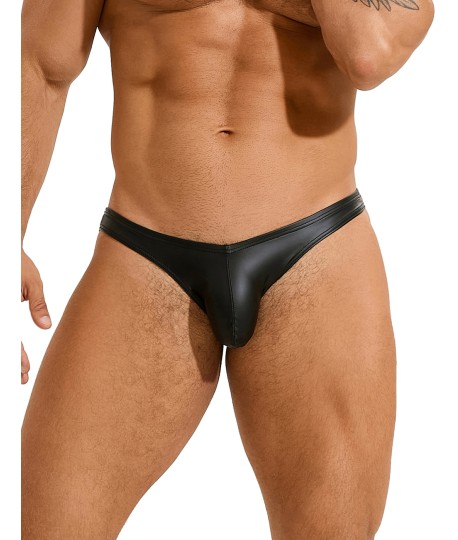 Sextoys, sexshop, loveshop, lingerie sexy : Boxers & Strings : Slip homme simili cuir noir