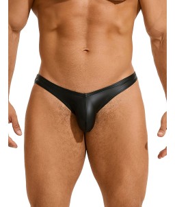 Sextoys, sexshop, loveshop, lingerie sexy : Boxers & Strings : Slip homme simili cuir noir