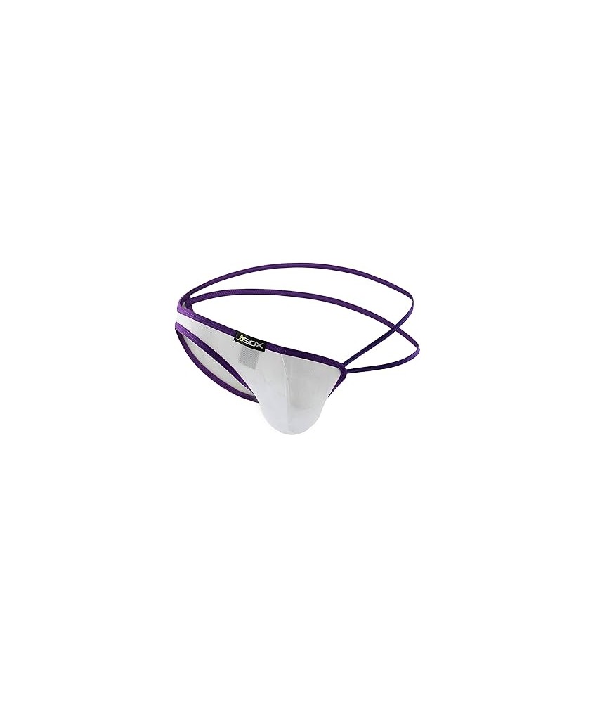 Sextoys, sexshop, loveshop, lingerie sexy : Boxers & Strings : String Sexy Homme Blanc à Lanière violet