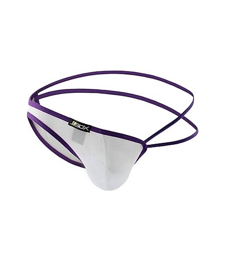 Sextoys, sexshop, loveshop, lingerie sexy : Boxers & Strings : String Sexy Homme Blanc à Lanière violet