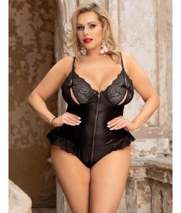 Sextoys, sexshop, loveshop, lingerie sexy : Bodys & Teddys : Body avec fermeture vinyle Dentelle Sexy