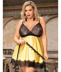Sextoys, sexshop, loveshop, lingerie sexy : Déshabillés : Ensemble Déshabillé Noir et or