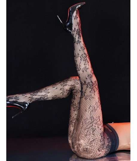Sextoys, sexshop, loveshop, lingerie sexy : Bas & Collants : Sexy collant motif fleur noir