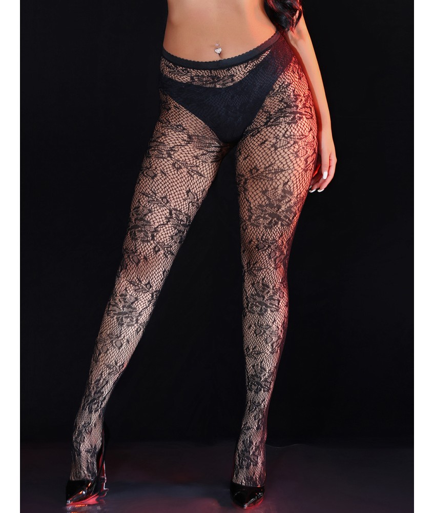 Sextoys, sexshop, loveshop, lingerie sexy : Bas & Collants : Sexy collant motif fleur noir