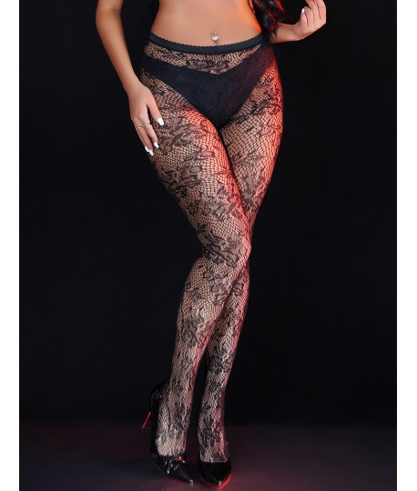 Sextoys, sexshop, loveshop, lingerie sexy : Bas & Collants : Sexy collant motif fleur noir