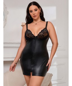 Sextoys, sexshop, loveshop, lingerie sexy : Robes sexy : Robe sexy simili cuir fermeture éclair