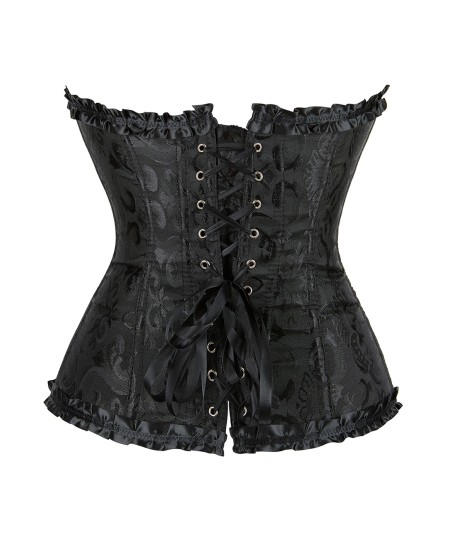 Sextoys, sexshop, loveshop, lingerie sexy : Bustiers et Corsets : Bustier Sexy Noir / Corsage baroque avec Liseré satiné