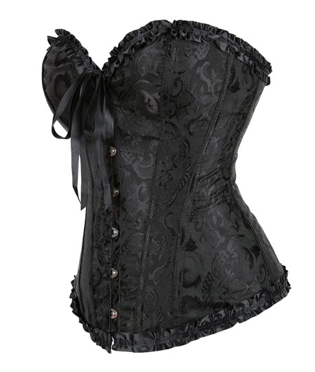 Sextoys, sexshop, loveshop, lingerie sexy : Bustiers et Corsets : Bustier Sexy Noir / Corsage baroque avec Liseré satiné