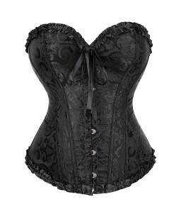 Sextoys, sexshop, loveshop, lingerie sexy : Bustiers et Corsets : Bustier Sexy Noir / Corsage baroque avec Liseré satiné