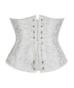 Sextoys, sexshop, loveshop, lingerie sexy : Bustiers et Corsets : Corset sexy serre taille brocart satin blanc
