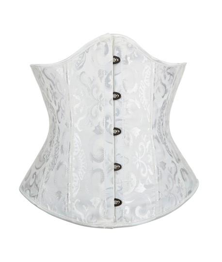 Sextoys, sexshop, loveshop, lingerie sexy : Bustiers et Corsets : Corset sexy serre taille brocart satin blanc
