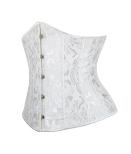 Sextoys, sexshop, loveshop, lingerie sexy : Bustiers et Corsets : Corset sexy serre taille brocart satin blanc