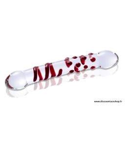 Sextoys, sexshop, loveshop, lingerie sexy : Gode en Verre : Godemichet en Verre Glass Dildo rouge à picots