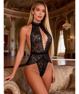 Sextoys, sexshop, loveshop, lingerie sexy : Bodys & Teddys : Body sexy Noir dentelle décolleté S/M