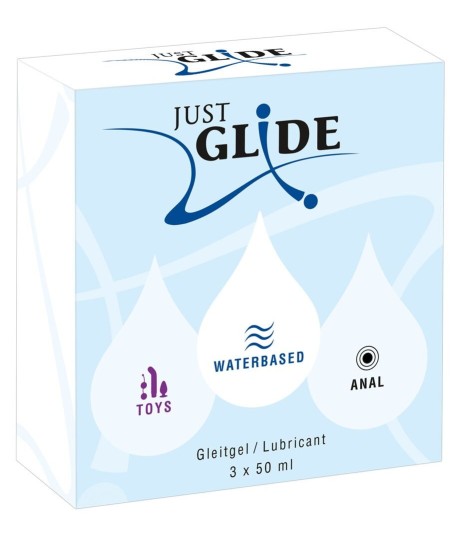 Sextoys, sexshop, loveshop, lingerie sexy : Lubrifiant à base d'eau : Pack de 3 lubrifiants Just Glide à Base d'eau 50ml