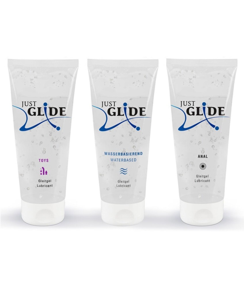 Sextoys, sexshop, loveshop, lingerie sexy : Lubrifiant à base d'eau : Pack de 3 Lubrifiant Just Glide - 200 ml
