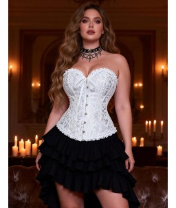 Sextoys, sexshop, loveshop, lingerie sexy : Bustiers et Corsets : Bustier Sexy brocart Blanc "L"