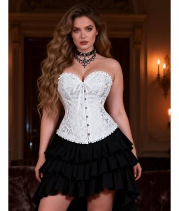 Sextoys, sexshop, loveshop, lingerie sexy : Bustiers et Corsets : Bustier Sexy brocart Blanc "L"
