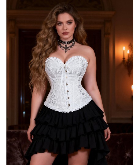 Sextoys, sexshop, loveshop, lingerie sexy : Bustiers et Corsets : Bustier Sexy brocart Blanc "L"