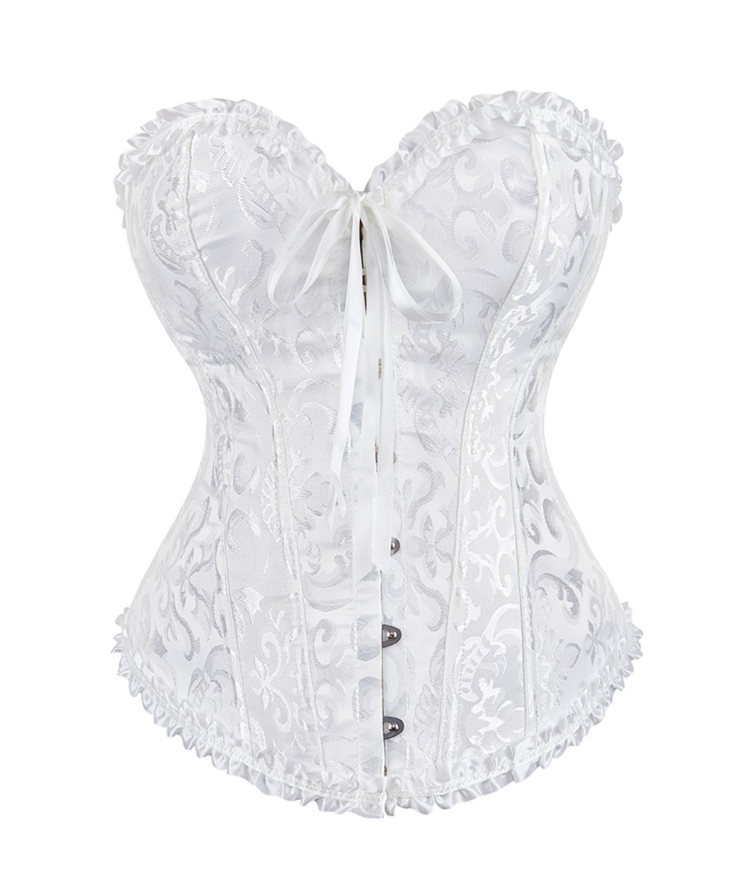 Sextoys, sexshop, loveshop, lingerie sexy : Bustiers et Corsets : Bustier Sexy brocart Blanc "L"