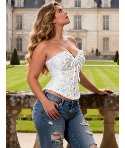 Sextoys, sexshop, loveshop, lingerie sexy : Bustiers et Corsets : Bustier Sexy brocart Blanc "L"