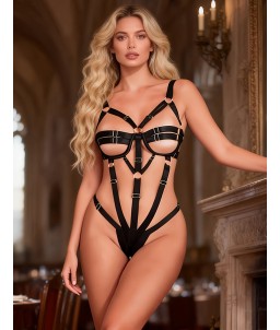 Sextoys, sexshop, loveshop, lingerie sexy : Bodys & Teddys : Body harnais réglable noir S/M