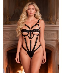 Sextoys, sexshop, loveshop, lingerie sexy : Bodys & Teddys : Body harnais réglable noir S/M