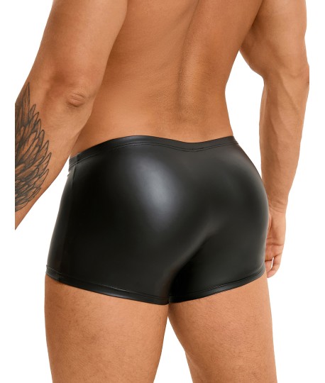 Sextoys, sexshop, loveshop, lingerie sexy : Boxers & Strings : Boxer ouvert Moulant Noir simili