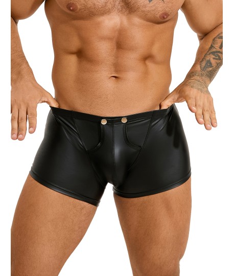 Sextoys, sexshop, loveshop, lingerie sexy : Boxers & Strings : Boxer ouvert Moulant Noir simili