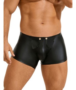 Sextoys, sexshop, loveshop, lingerie sexy : Boxers & Strings : Boxer ouvert Moulant Noir simili
