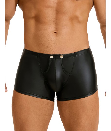 Sextoys, sexshop, loveshop, lingerie sexy : Boxers & Strings : Boxer ouvert Moulant Noir simili