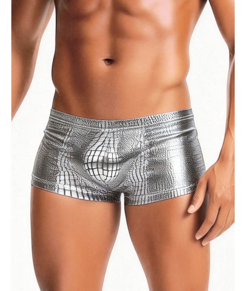 Sextoys, sexshop, loveshop, lingerie sexy : Boxers & Strings : Boxer Moulant argenté simili