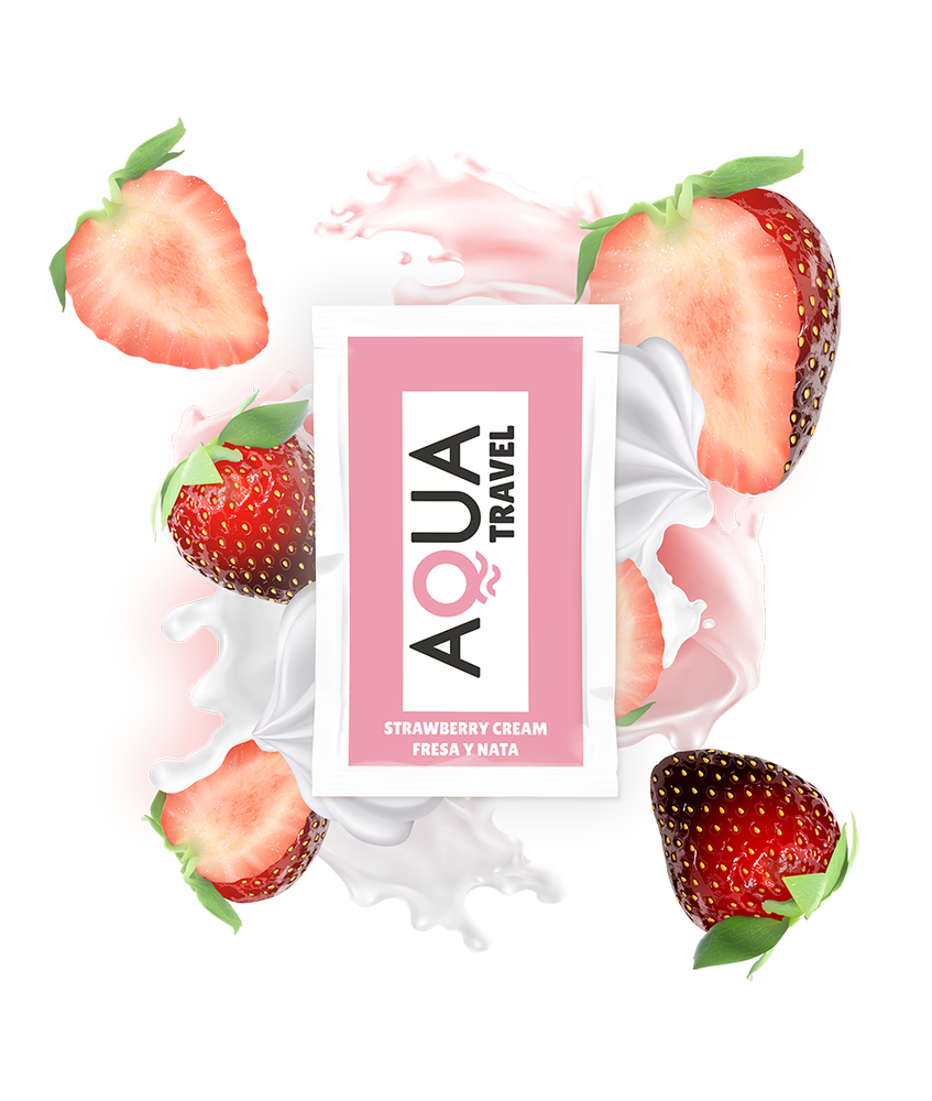 Sextoys, sexshop, loveshop, lingerie sexy : Lubrifiant à base d'eau : Aqua travel - Lubrifiant a base d'eau crème de fraise 6ml