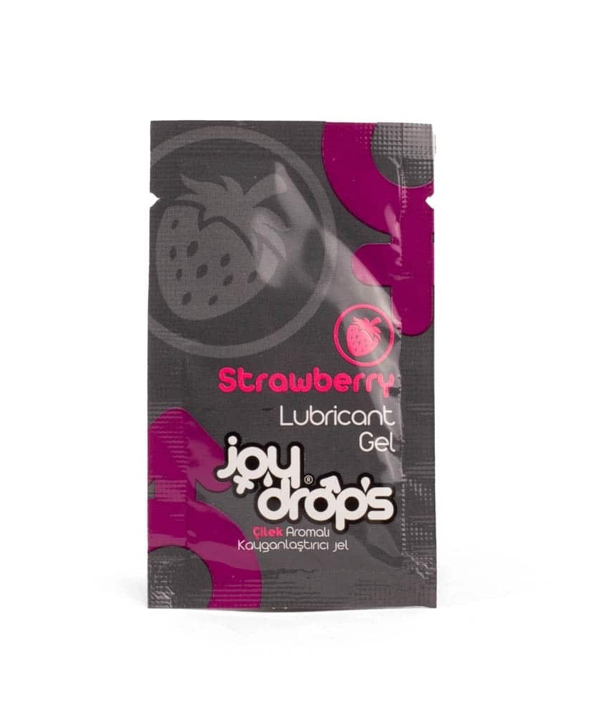 Sextoys, sexshop, loveshop, lingerie sexy : Lubrifiant à base d'eau : Joydrops - sachet lubrifiant fraise 5 ml