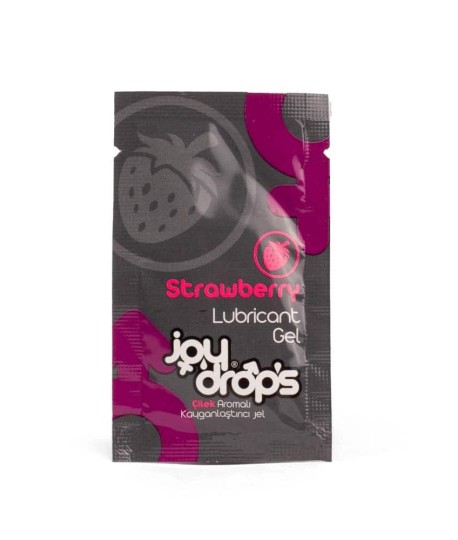 Sextoys, sexshop, loveshop, lingerie sexy : Lubrifiant à base d'eau : Joydrops - sachet lubrifiant fraise 5 ml