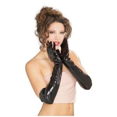 Sextoys, sexshop, loveshop, lingerie sexy : gants sexy : Gants Style Vinyle Noir Longs