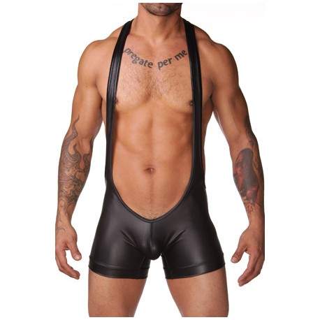 Sextoys, sexshop, loveshop, lingerie sexy : Boxers & Strings : Ensemble Body Sexy Style Cuir noir