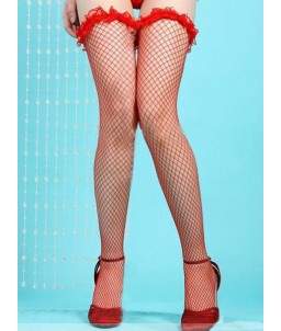 Sextoys, sexshop, loveshop, lingerie sexy : Bas & Collants : Sexy Bas Résille & Froufrou Rouge