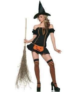 Sextoys, sexshop, loveshop, lingerie sexy : Deguisement Femme sexy : Costume Sorcière avec robe courte Halloween