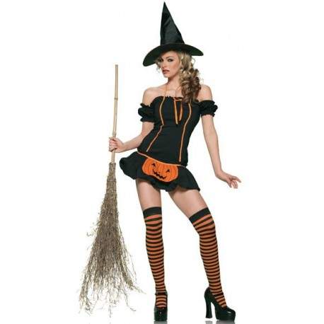 Sextoys, sexshop, loveshop, lingerie sexy : Deguisement Femme sexy : Costume Sorcière avec robe courte Halloween