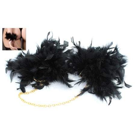 Sextoys, sexshop, loveshop, lingerie sexy : Menottes BDSM : Menottes en Plumes Noir