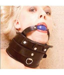 Sextoys, sexshop, loveshop, lingerie sexy : boutique BDSM : Collier Baillon Boule Bleue ou Rouge