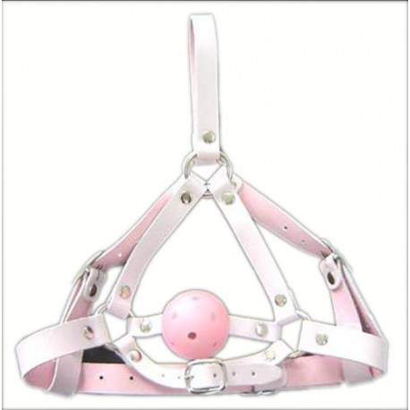 Sextoys, sexshop, loveshop, lingerie sexy : Baillons : Baillon Boule Harnais Cuir Rose